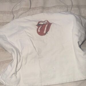 White Tank Top with Red Tongue Graphic